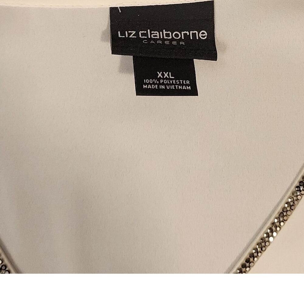 Liz Claiborne Top Womens Plus XXL Sequined Long Sleeve Chiffon Blouse NWT - Picture 2 of 5